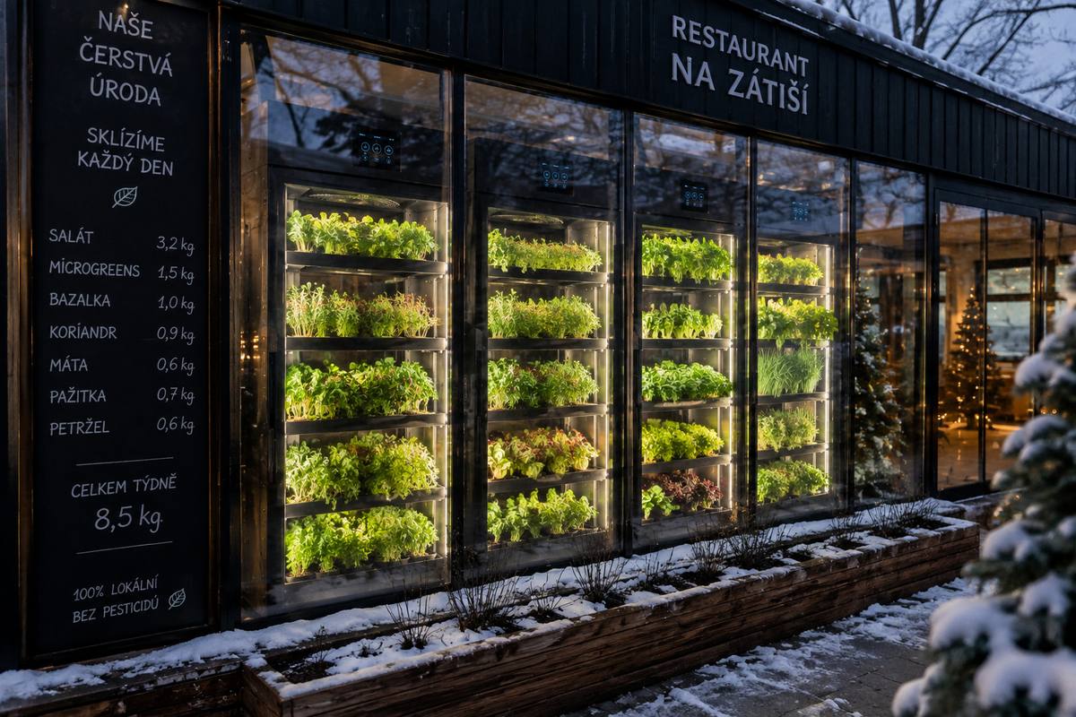 Vordeno AI winter façade installation at a restaurant
