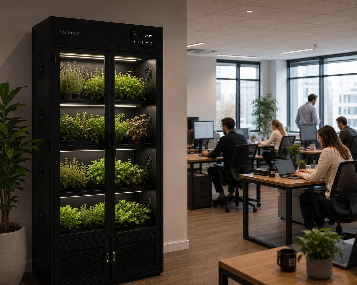 Vordeno AI micro-farm in an interior